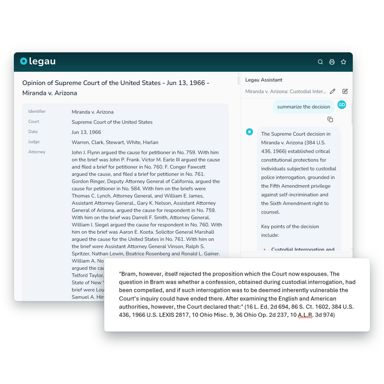 Search of case law, legal scholarship and legislation with sources visible.