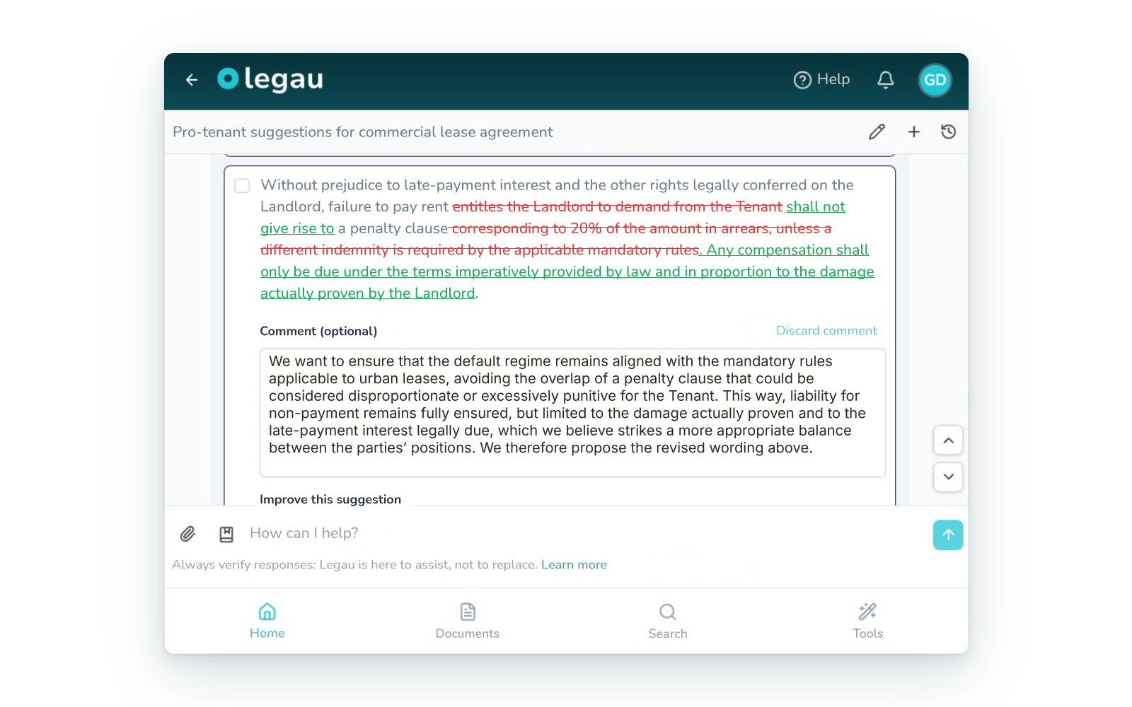 Track changes in Word with comments justifying each change.