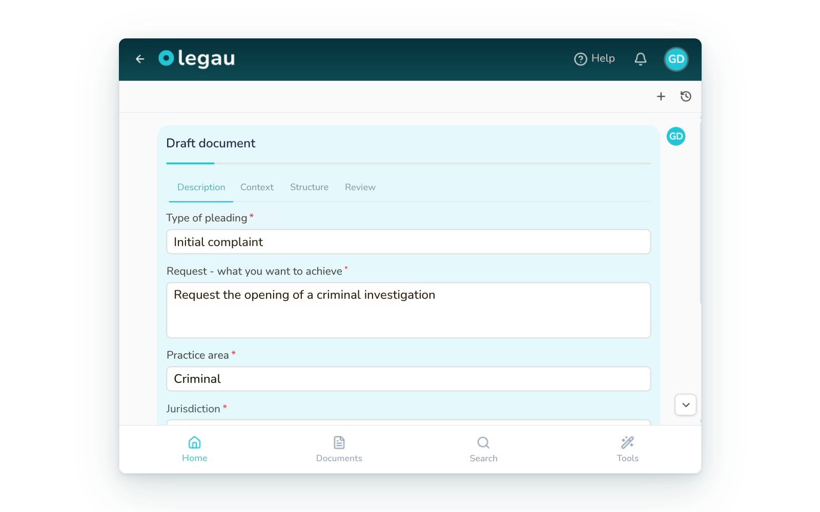 Drafting of a court filing in Word with automatic legal research.